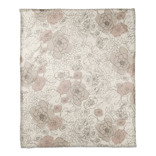 Multi Floral Coral Fleece Blanket